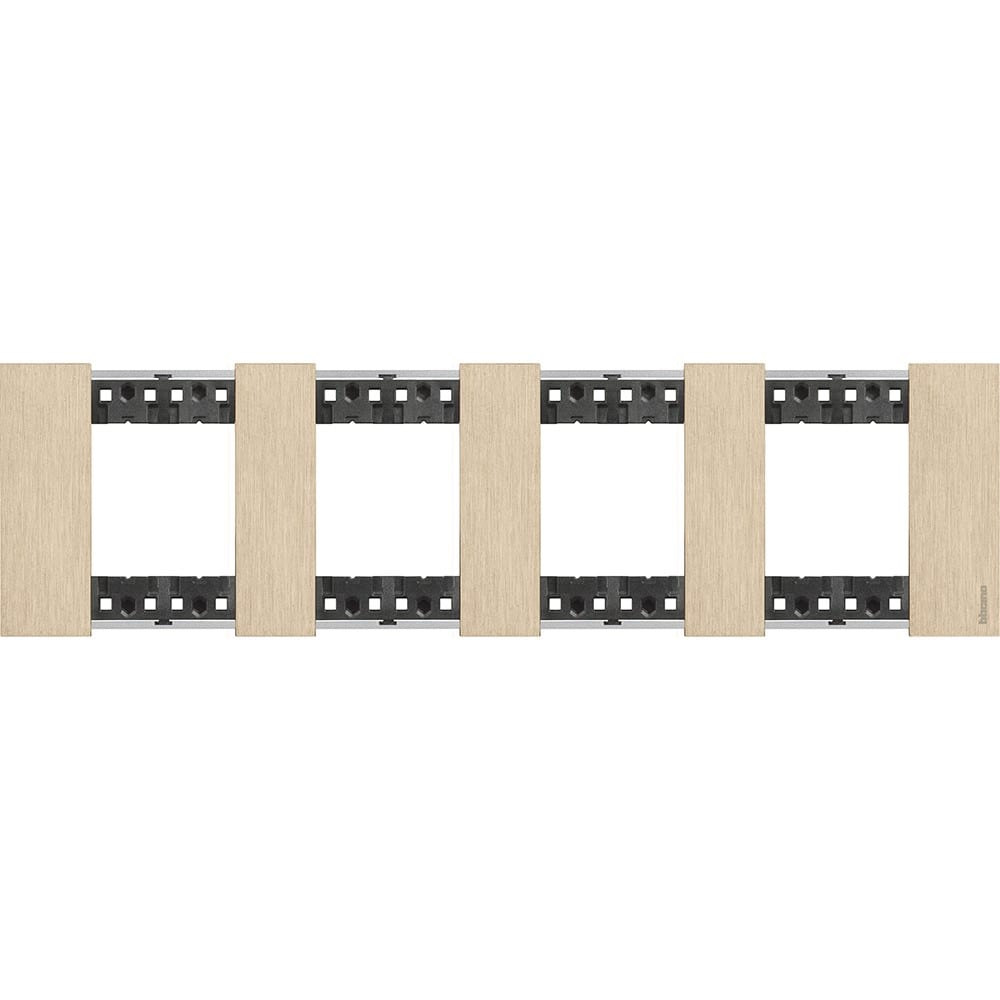 Bticino - Plaque de finition Living Now Collection Les Blancs 4x2 modules finition Or