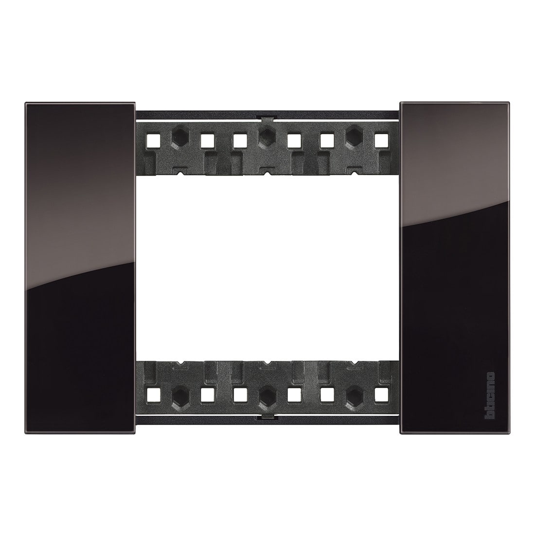 Bticino - Plaque de finition Living Now Collection Les Noirs 3 modules finition Nuit