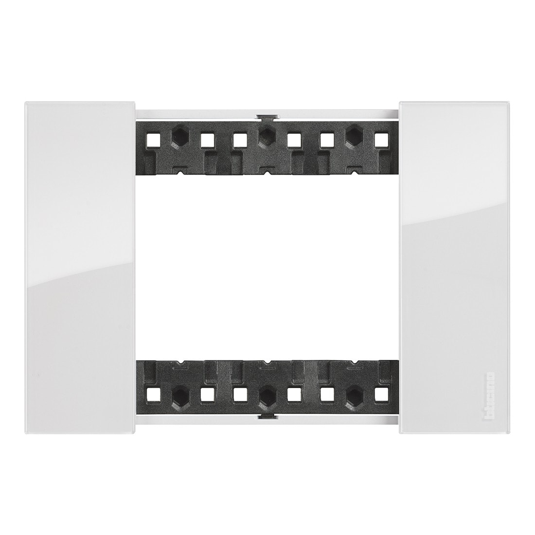 Bticino - Plaque de finition Living Now Collection Les Blancs 3 modules finition Glacier