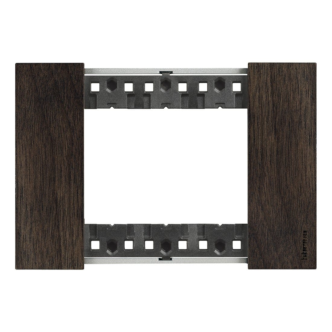 Bticino - Plaque de finition Living Now Collection Les Noirs 3 modules finition Noyer