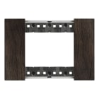 Bticino - Plaque de finition Living Now Collection Les Noirs 3 modules finition Noyer