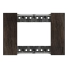 Bticino - Plaque de finition Living Now Collection Les Noirs 3 modules finition Noyer
