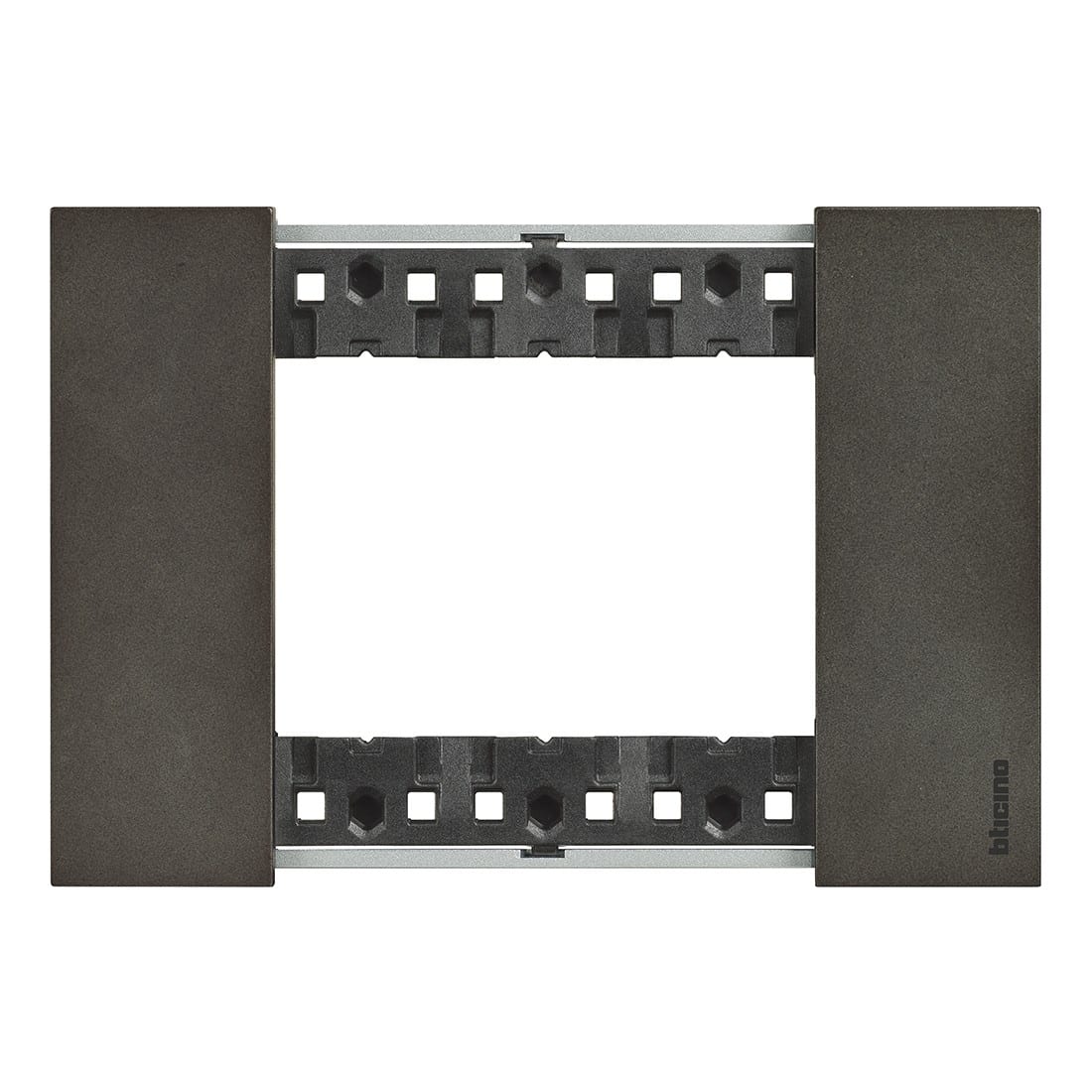 Bticino - Plaque de finition Living Now Collection Les Noirs 3 modules - Acier Space