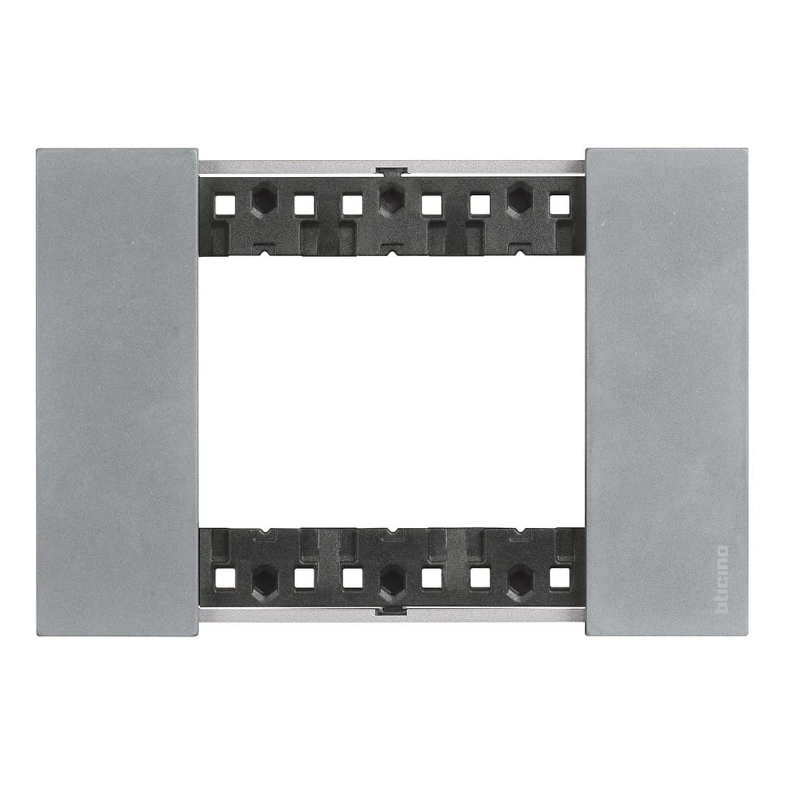 Bticino - Plaque de finition Living Now Collection Les Blancs 3 modules - Acier Moon