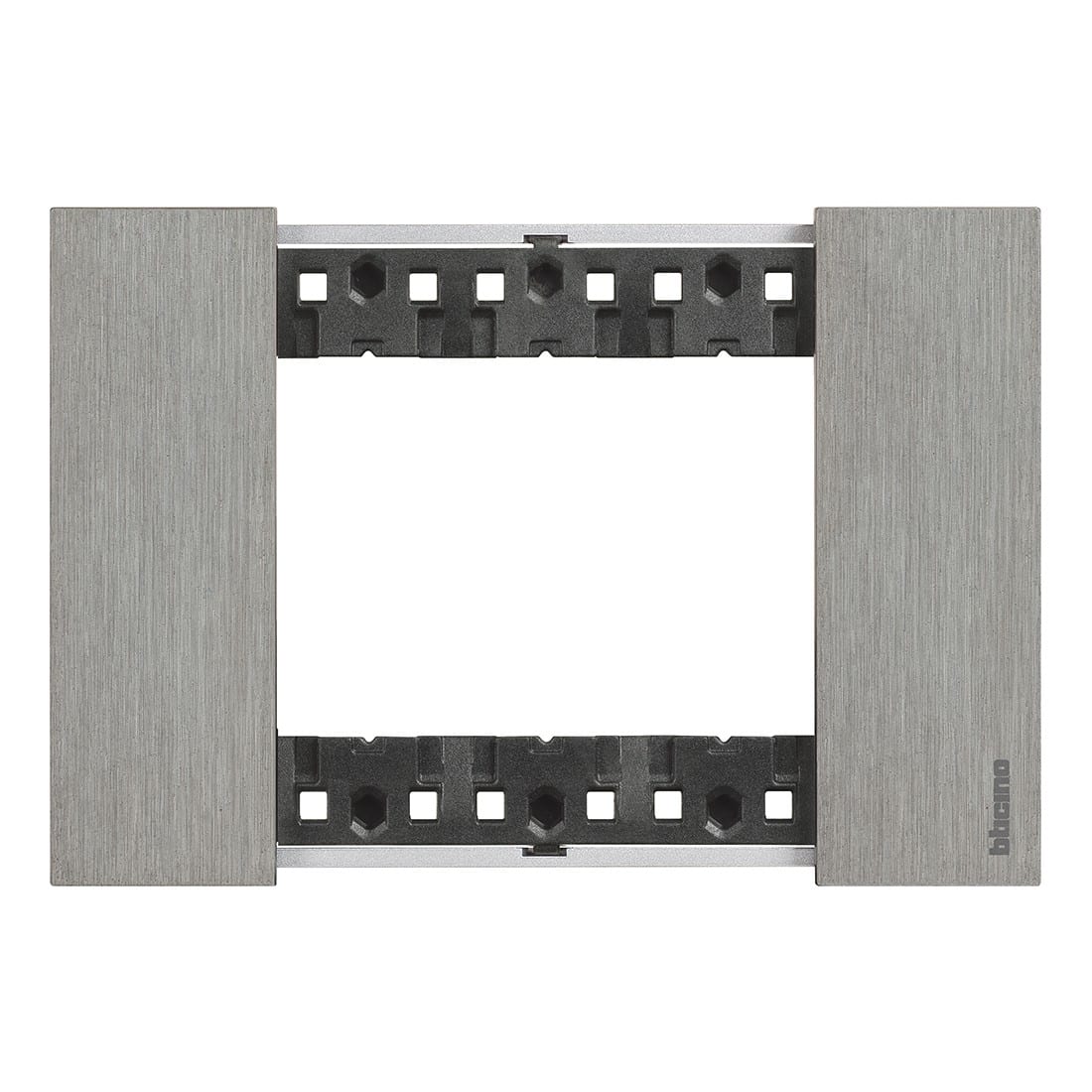 Bticino - Plaque de finition Living Now Collection Les Noirs 3 modules finition Acier