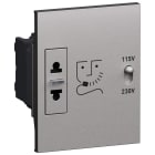 Bticino - Prise rasoir 3 modules avec enjoliveur Acier - Living Now