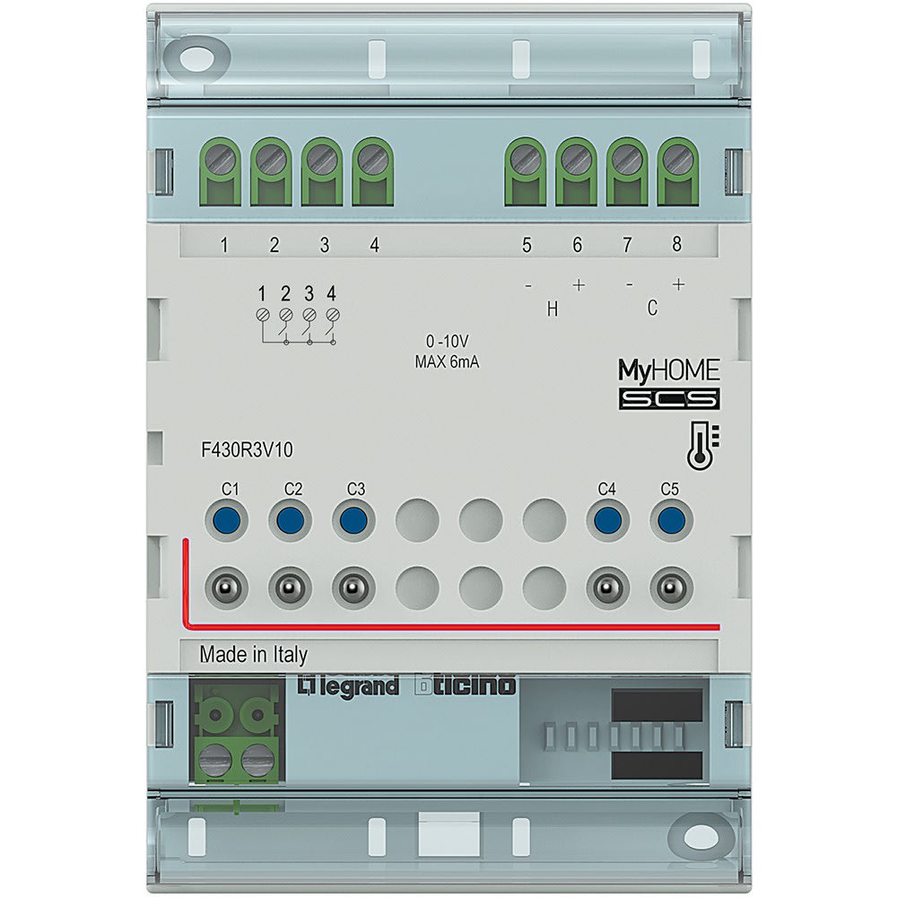 Bticino - Actionneur modulaire 3 relais et 2 sorties 0V à 10V MyHOME_Up - 4 modules