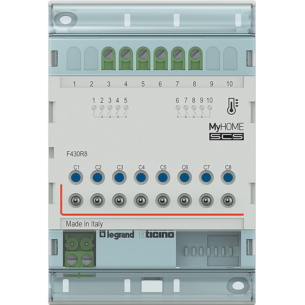 Bticino - Actionneur modulaire 8 relais gestion de température MyHOME_Up - 4 modules