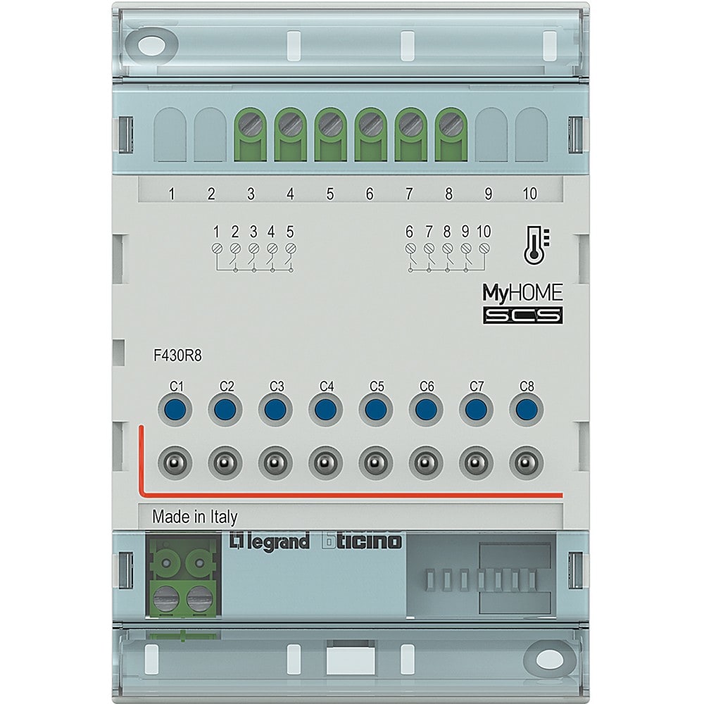 Bticino - Actionneur modulaire 8 relais gestion de température MyHOME_Up - 4 modules