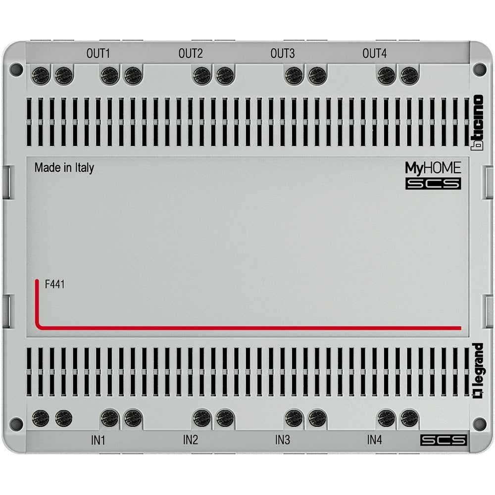 Bticino - Répartiteur modulaire audio-vidéo BUS 2 fils 4 entreés et 4 sorties - 6 modules