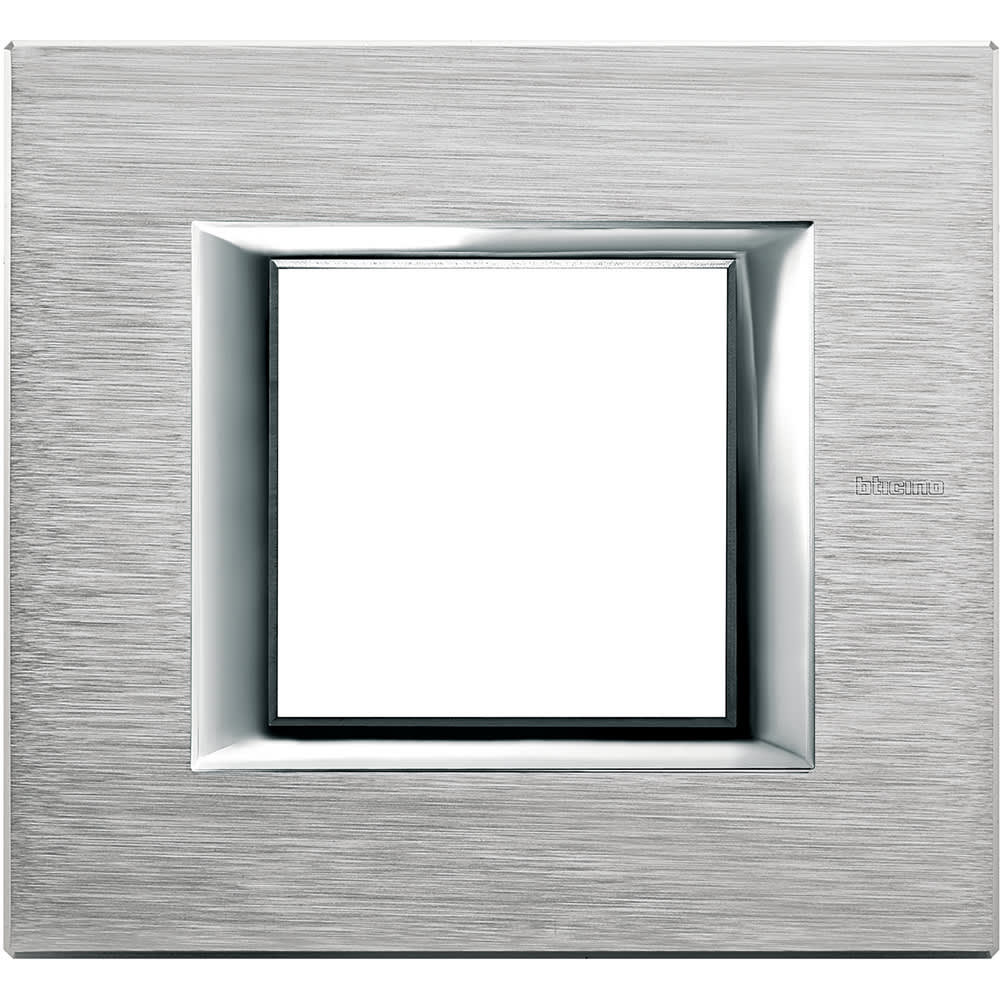 Bticino - Plaque rectangulaire Axolute Aluminium anodise 2 modules - Chrome