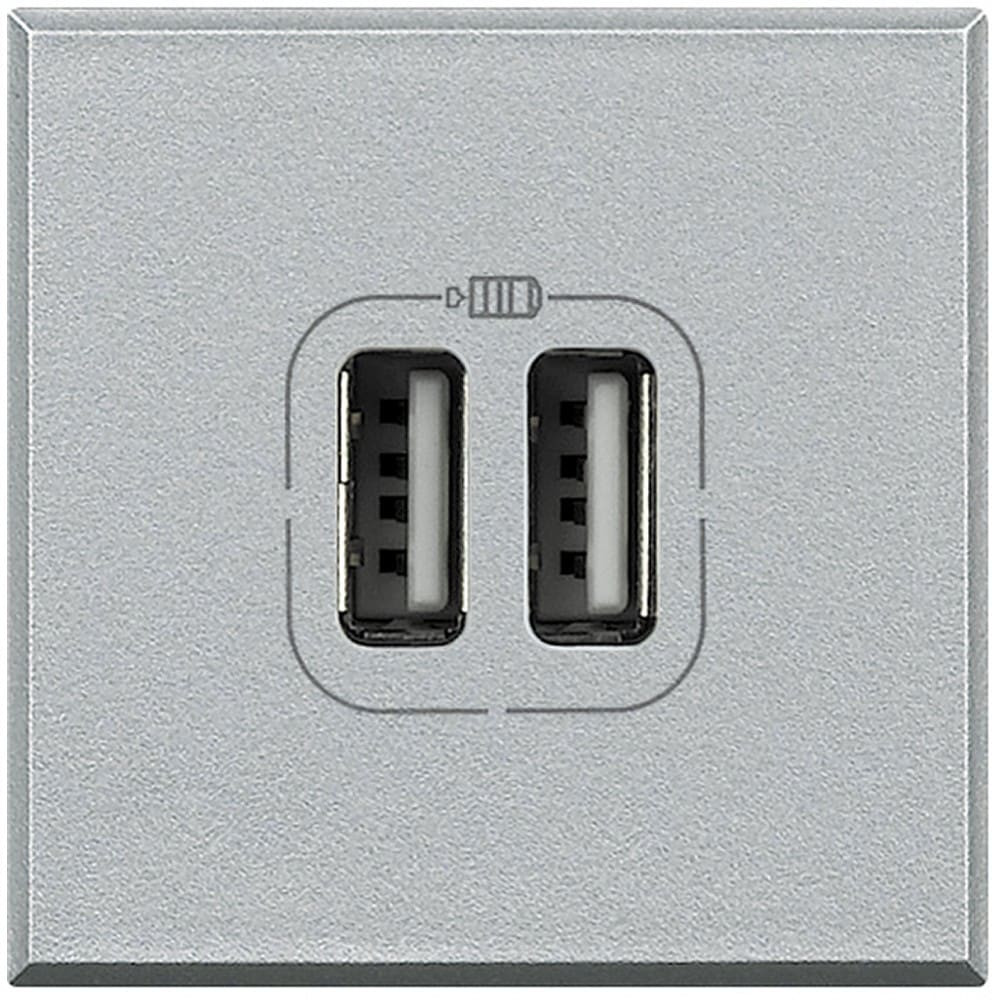 Bticino - Chargeur USB double Axolute 5V 230V 3A - finition Alu - 2 modules