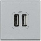 Bticino - Chargeur USB double Axolute 5V 230V 3A - finition Alu - 2 modules