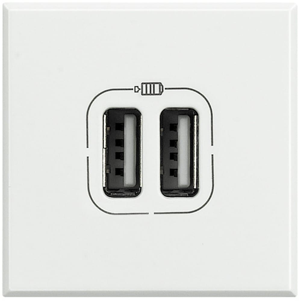Bticino - Chargeur USB double Axolute 5V 230V 3A - finition White - 2 modules