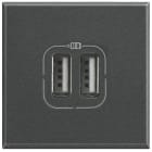 Bticino - Chargeur USB double type-A Axolute 5V 230V 3A - finition Anthracite - 2 modules
