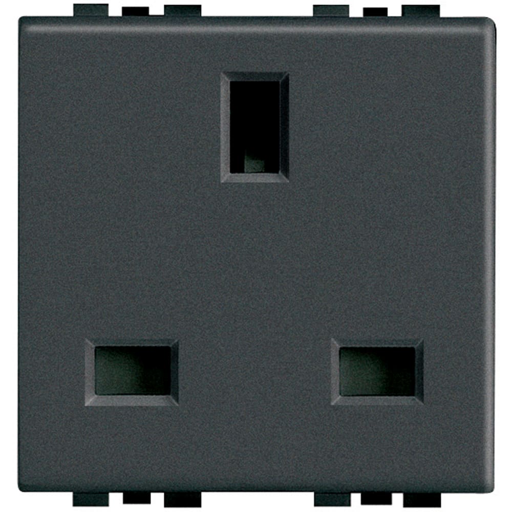 Bticino - Prise de courant standard britannique 2P+T Livinglight 13A -Anthracite 2 modules