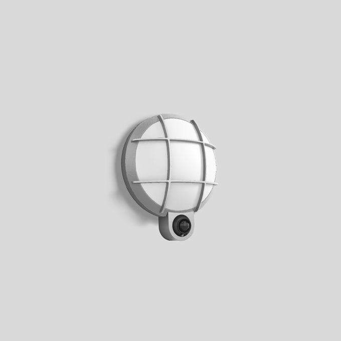 Bega - Applique avec capteur PIR, pour intérieur et extérieur, Argent · 3000 K