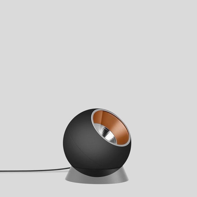 Bega - Lampe de table, pour l'intérieur, Noir satiné/cuivre · 3000 K