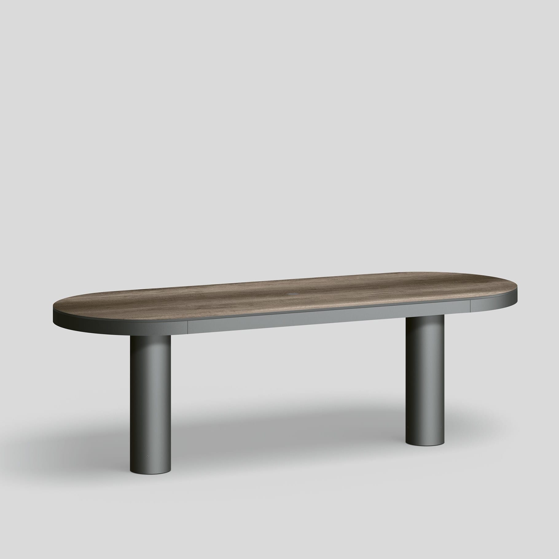 Bega - Mobilier Urbain Table ronde, avec trou pour parapluie, Graphite · Marshland Oak