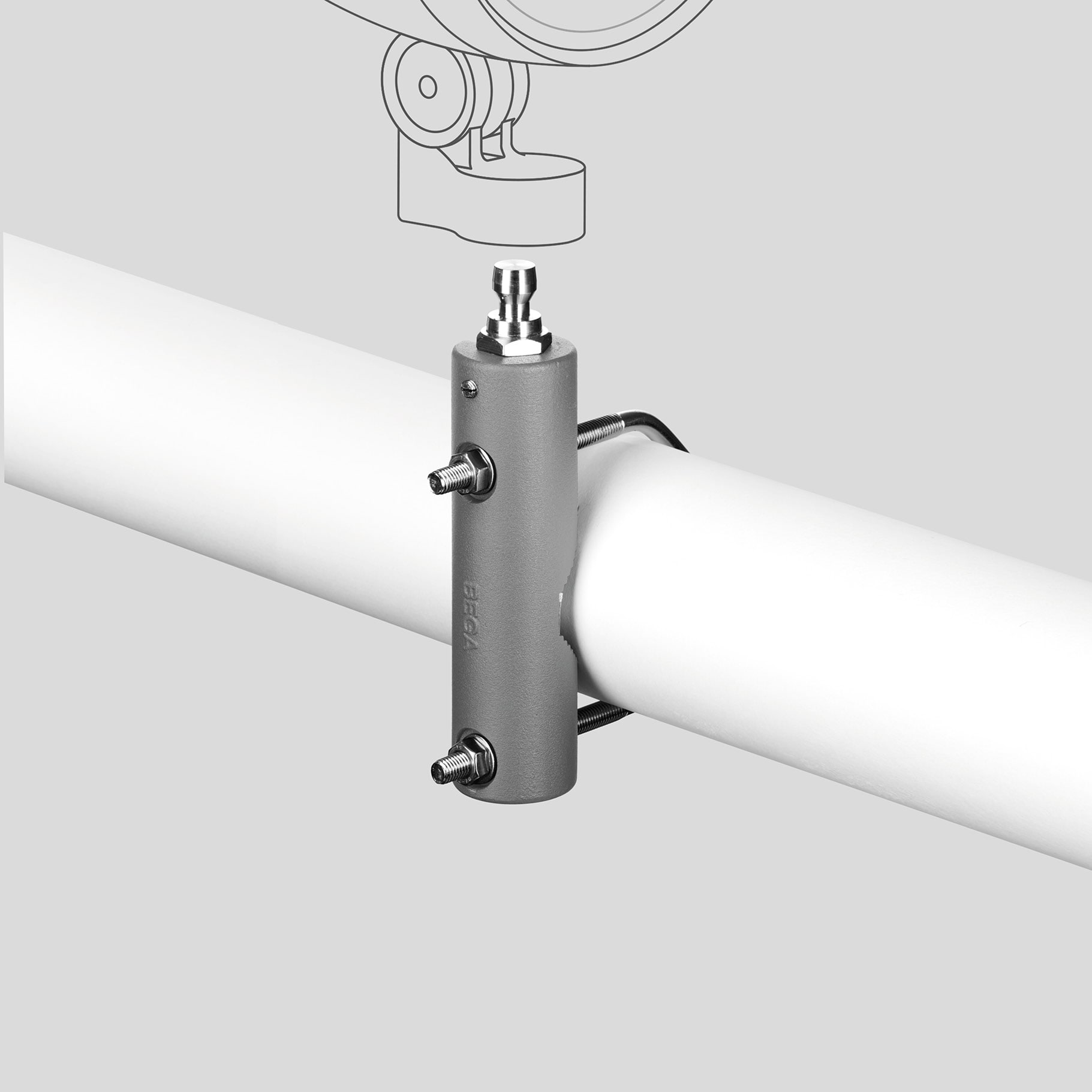 Bega - Collier de fixation, avec adaptateur de connexion, Argent