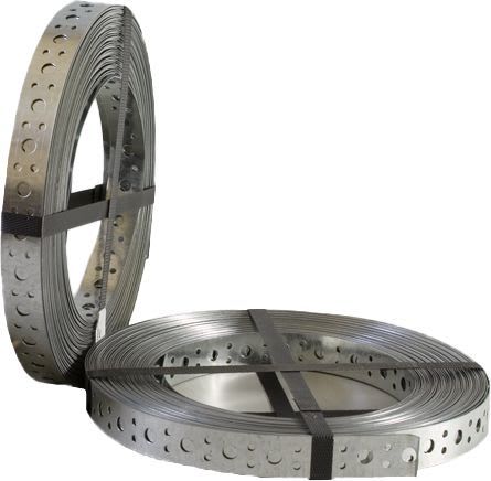 S&P - Bande perforée galva, long = 25 m, larg = 17 mm, epai = 6 mm, trous 8,5 mm
