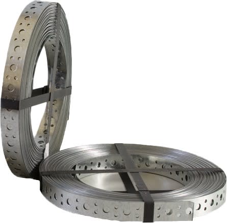 S&P - Bande perforée galva, long = 25 m, larg = 17 mm, epai = 6 mm, trous 8,5 mm
