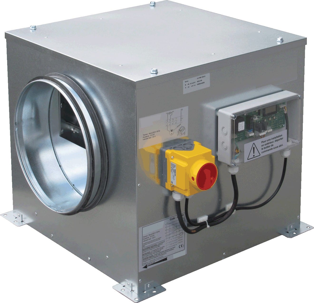 S&P - Caisson Ecowatt iso 50 mm régulée, 1800 m3/h, D 315 mm, inter prox, dépressostat