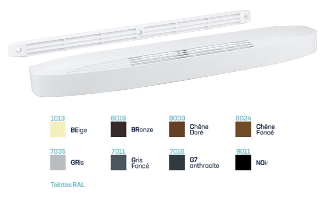S&P - Entrée d'air autoréglable acoustique avec rallonge, 45 m3/h, RAL 7016