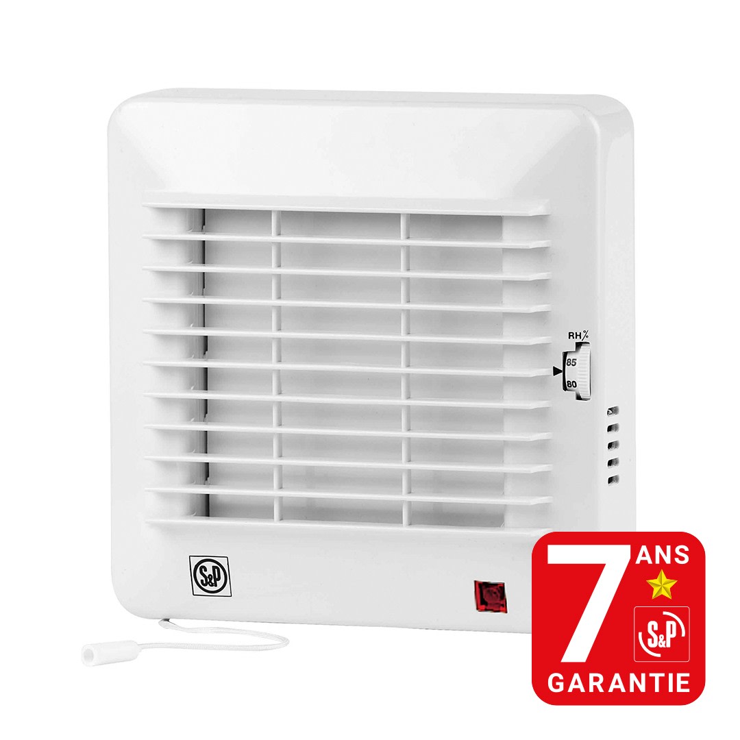 S&P - Aérateur standard, 95 m3/h, hygrostat réglable, volets anti-retour, D 100 mm