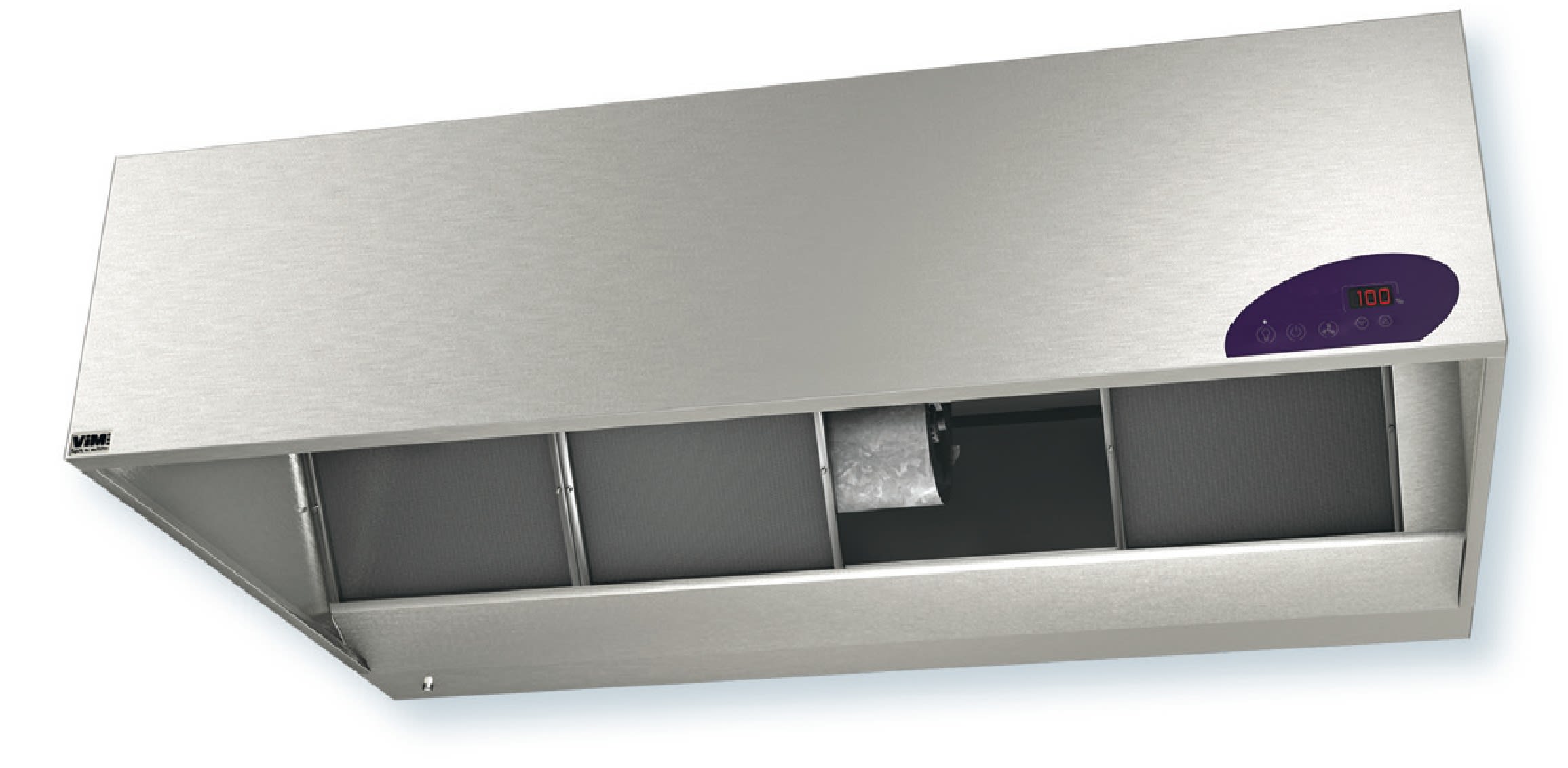 S&P - Hotte sur four professionnel, simple aspiration, HT 55 cm, long 2m, visière 1,5m