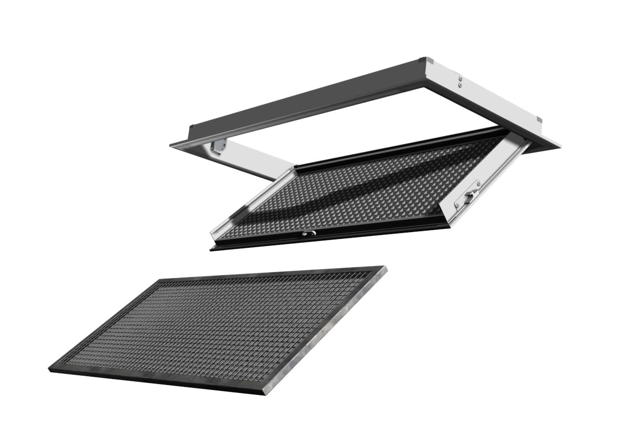 S&P - Grille de reprise à mailles fixes, alu, filtre démontable, D 200 x 200 mm