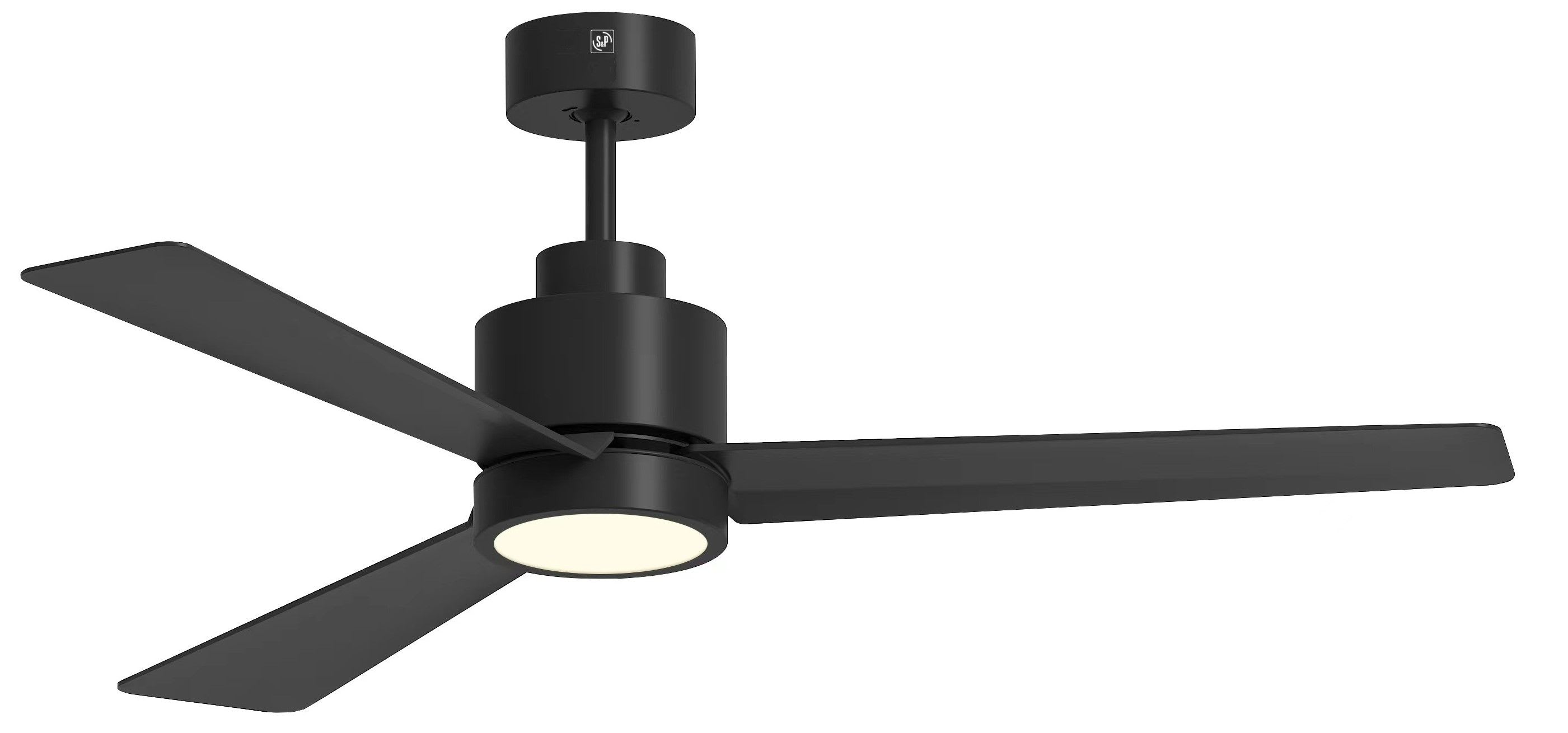 S&P - Ventilateur plafond silencieux 3 vitesses noir, 1300 mm, à LED et cde Radio