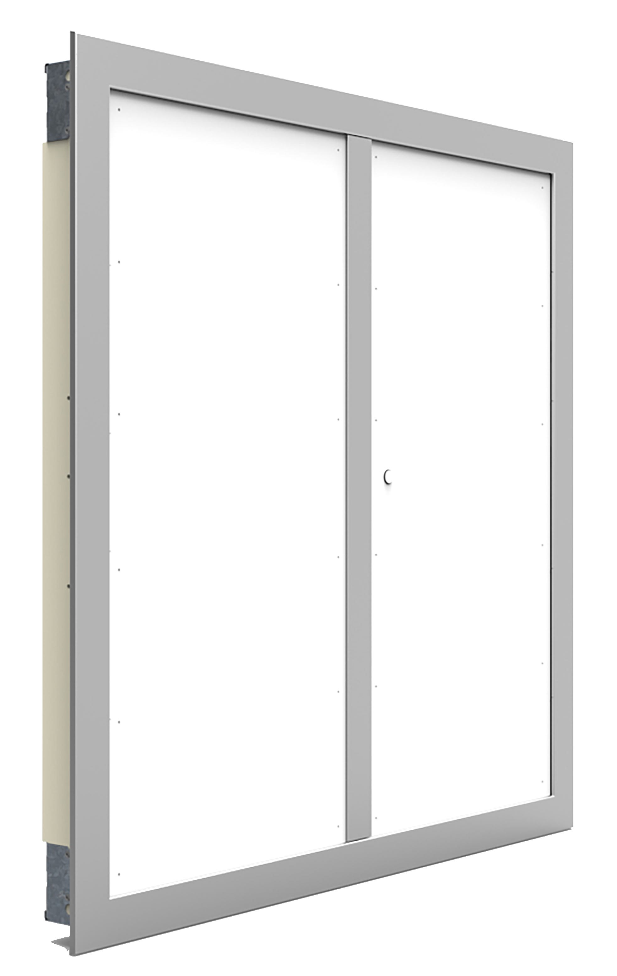 S&P - Volet de désenfumage personnalisable à portillon, 2 vantaux, install. verticale