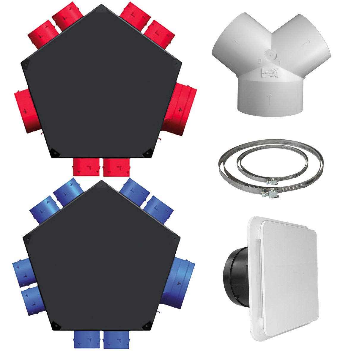 S&P - Kit accessoires VMC DF avec 2 plénums insuff. et 1 ext, bouches, dériv, colliers
