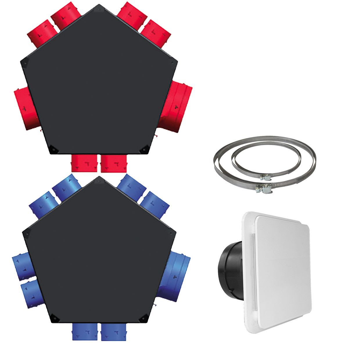 S&P - Kit accessoires VMC DF avec 1 plénum insuff. et 1 ext., bouches, colliers