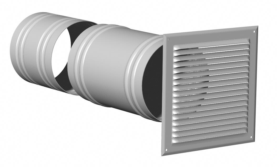 S&P - Grille de façade aluminium à auvent avec manchon télescopique, D 400 mm
