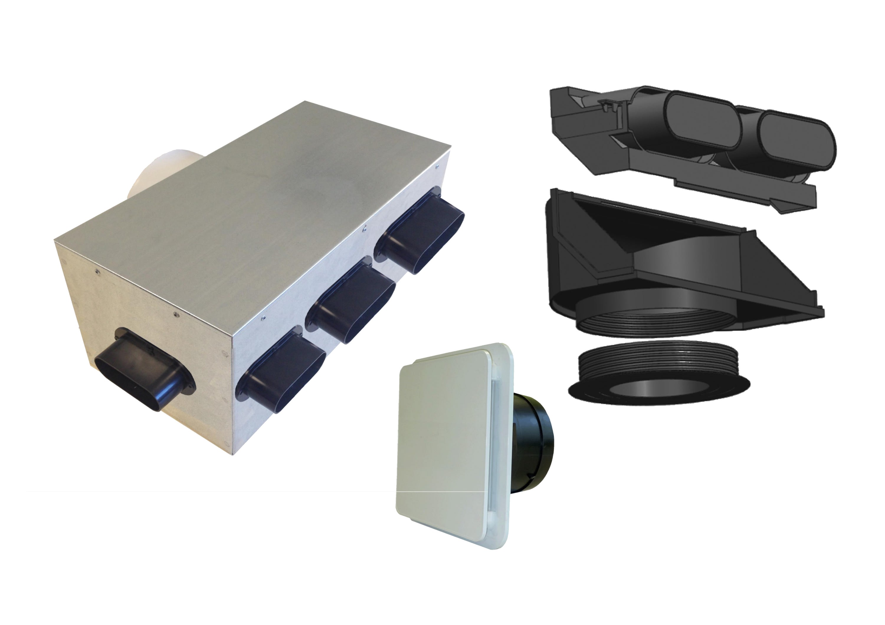 S&P - Kit accessoires réseau PLUGGIT plénums pour logement jusqu'au T4, 2 sanitaires