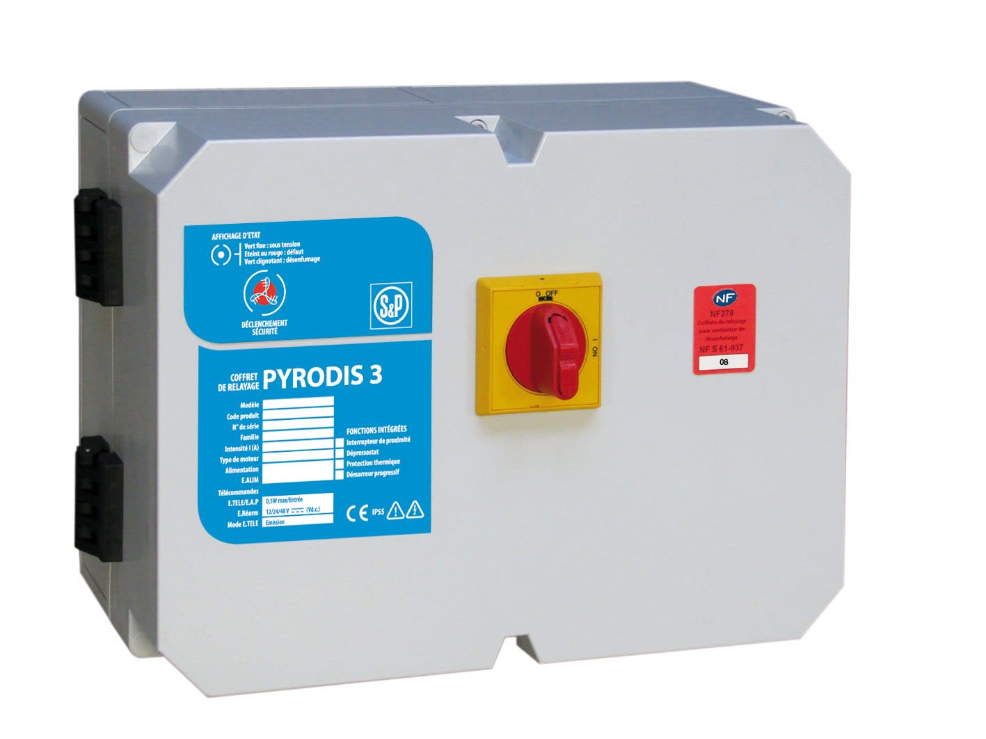 S&P - Coffret de relayage, désenfumage seul, 2V dahl, 10,6A, dépressostat, inter prox