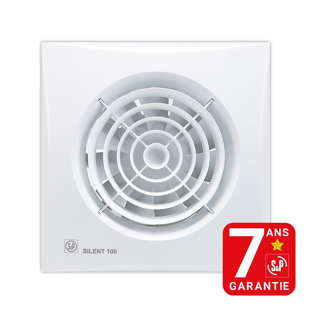 S&P - Aérateur, 95 m3/h tempo réglable de 1 à 30mn clapet antiretour D100mm moteur 12V