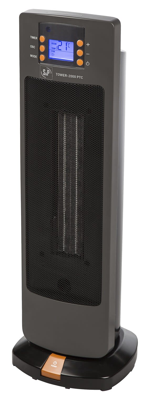 S&P - Radiateur soufflant, tour avec élément chauffant en céramique, puissance 2000 W