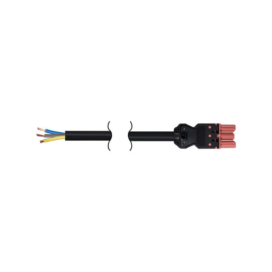 Simon - Cordon connexion rapide femelle-libre 3 pôles 2m. Section 3x2,5mm² - Rouge