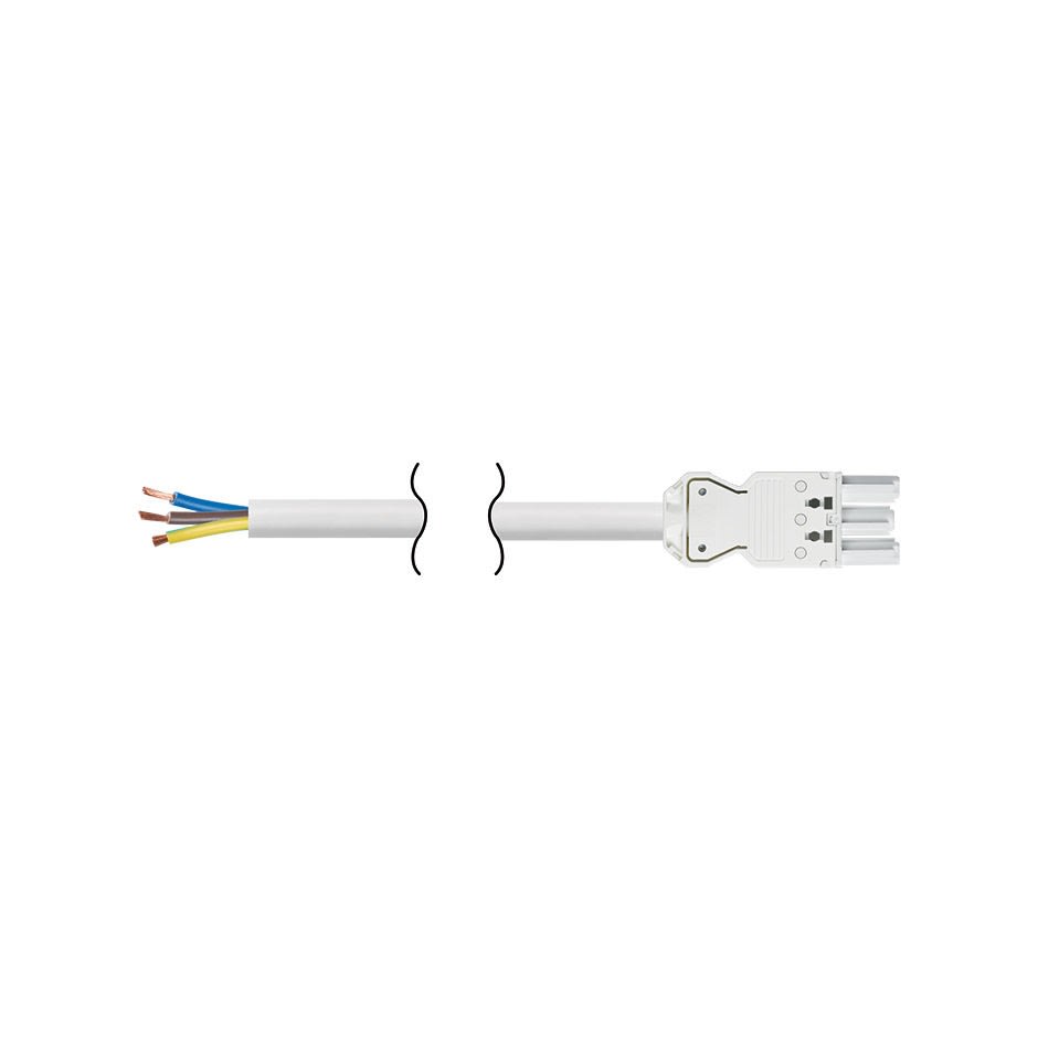 Simon - Cordon connexion rapide femelle-libre 3 pôles 2m. Section 3x2,5mm² - Blanc neige