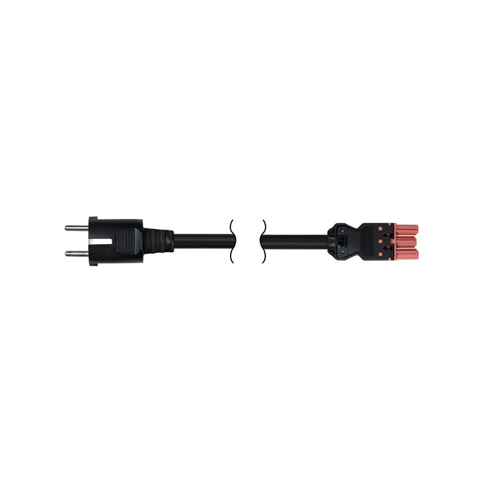 Simon - Cordon connexion rapide femelle Schuko 3 pôle 2m. Section 3x2,5mm² - Rouge