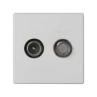 Simon - Plaque K45 TV unique, connecteurs CEI mâle + SAT type F. Connex à vis - Bl neige