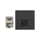 Simon - Plaque K45 VDM plate avec volet 1 x RJ45 Cat. 5e FTP - Gris noir