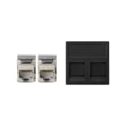 Simon - Plaque K45 VDM plate avec volet 2 x RJ45 Cat. 5e FTP - Gris noir
