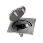 Simon - Porte-méc fermeture sécurité 1 prise Schuko K45 1 RJ45 Cat.5e UTP - Acier inox