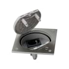 Simon - Porte-méc fermeture de sécurité avec 1 prise de courant Schuko K45-Acier inox