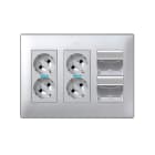 Simon - Plaque CIMA VDM inclinée avec volets 2 x RJ45 - Aluminium