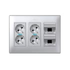 Simon - Plaque VDM inclinée sans volet anti-poussière - 1xRJ45 - Aluminium